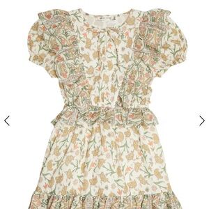 The new Society Floral Kids Dress - Cream and Brown